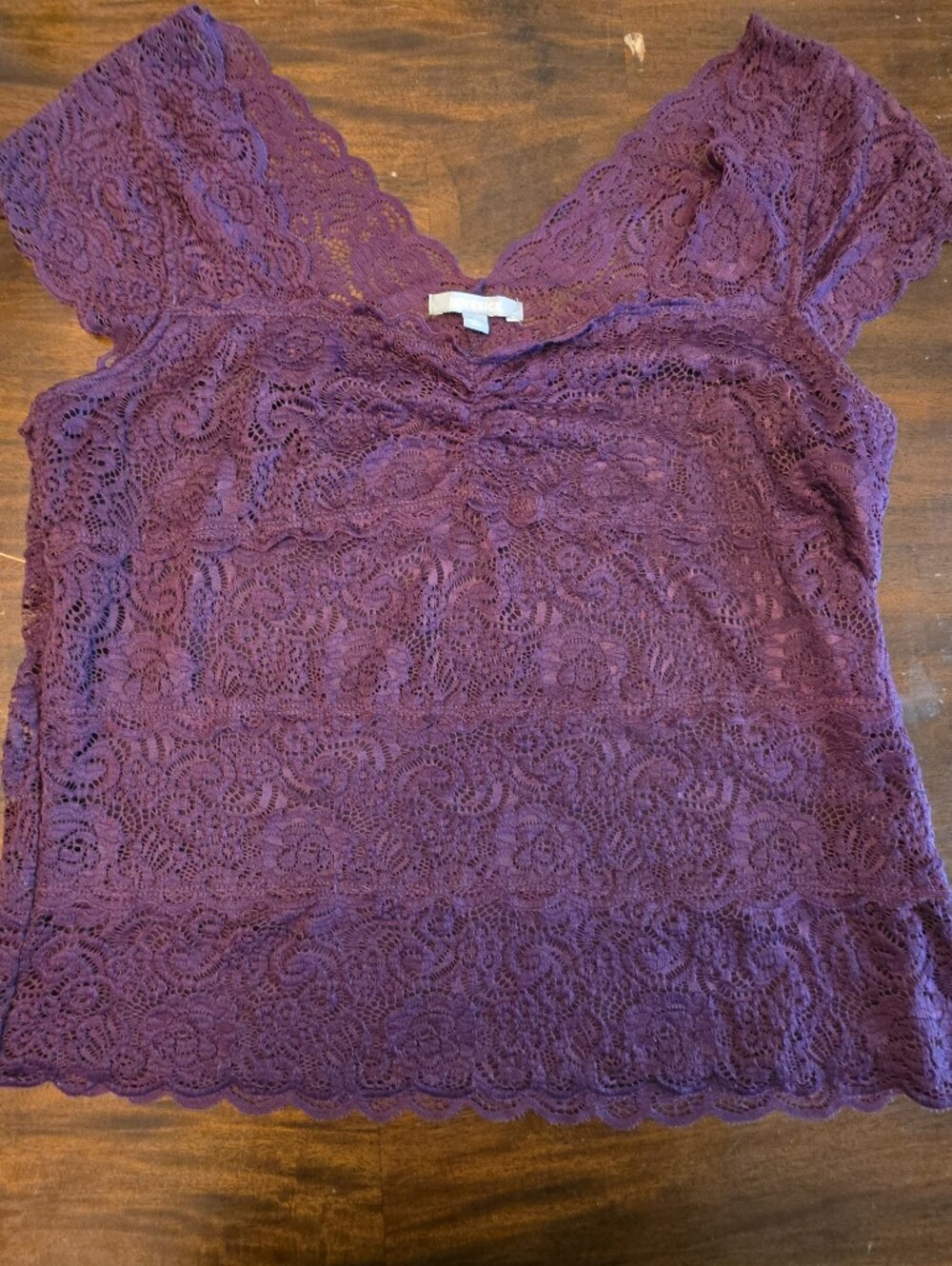 Lovesick Plum Purple Floral Lace Cap Sleeve Overlay Top Plus Size 1 (XL)